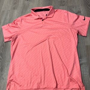 Nike Golf Pink Polo Men’s Button Short Sleeve Shirt Dri Fit Size XL